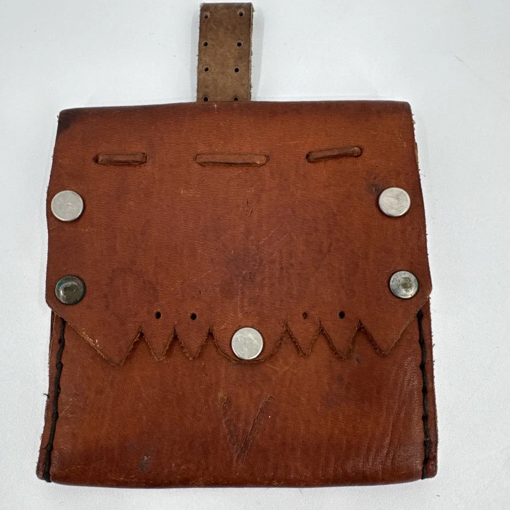 Vintage R‎ & H Leather Crafts Belt Bag Handmade Unique Festival Rustic Hippie
